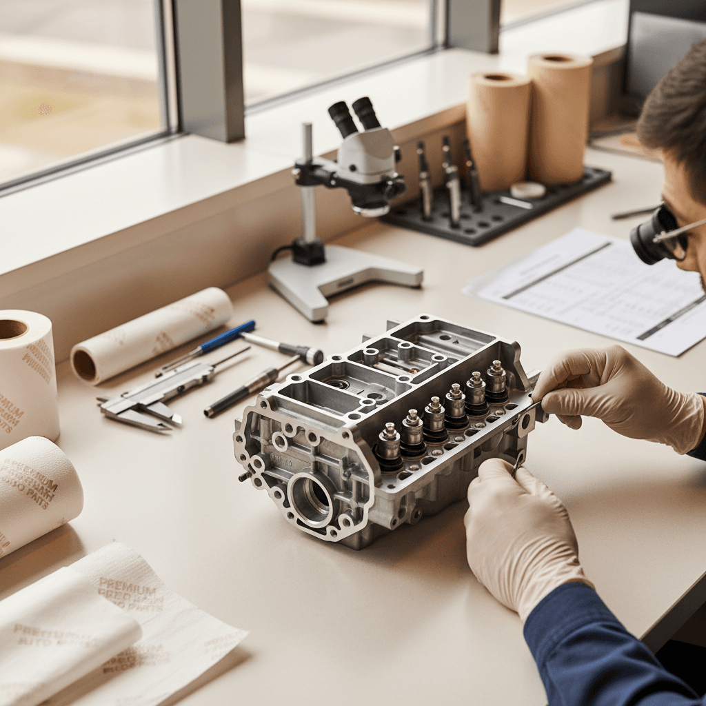 Quality inspector checking a finished machined part